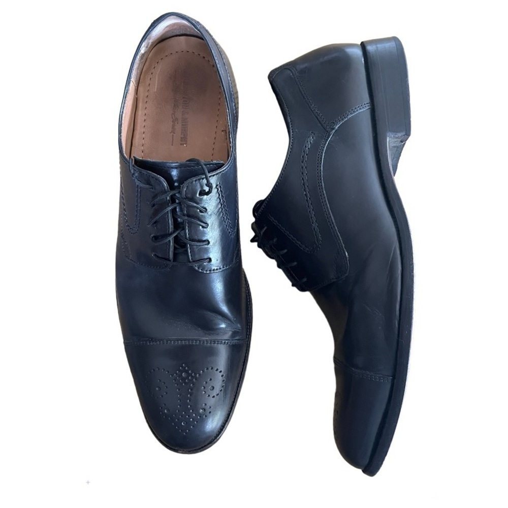 Johnston & Murphy Mens Oxford Dress Shoes Black Cap Toe 12M